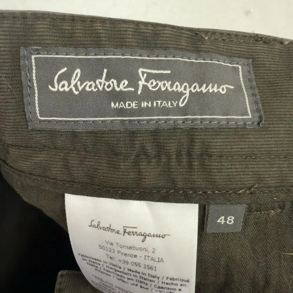 Salvatore Ferragamo Chino Pants Mens Size 48 US 32 Brown Stretch Casual Trousers